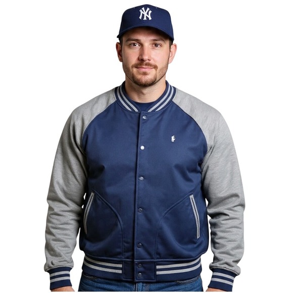 Polo Ralph Lauren Varsity Jacket XXL Blue Gray Baseball Style Men Outerwear $228